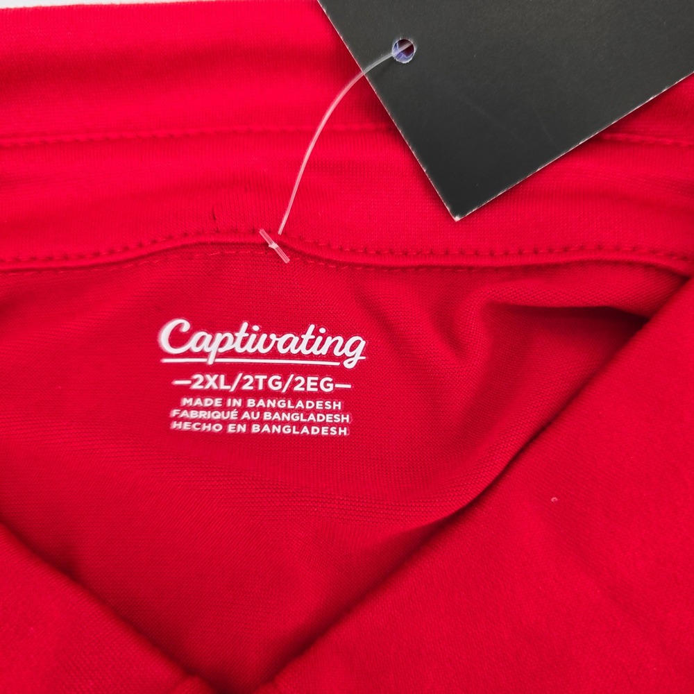 Captivating Polo Shirt Mens Wisconsin Badgers Embroidered Striped Red 2XL NWT - Picture 7 of 9